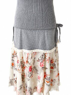 Designer Asymmetrical Knit & Viscose Skirt | Handmade-NWT